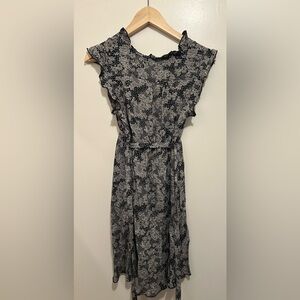 Papillon black floral girls dress - Size L